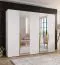 Armoire / Couleur : Blanc / 2 portes miroir / 3 compartiments / 3 tringles à vêtements / Poignées : Or / Dimensions : 250 x 52 x 202 cm / Fonction Soft-Close / Chants ABS