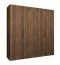Armoire à deux tringles / Couleur : Noyer / 2 mètres de large / 2 compartiments / Fermeture en douceur / 4 portes / Poignées : Noires / Penderie à portes battantes