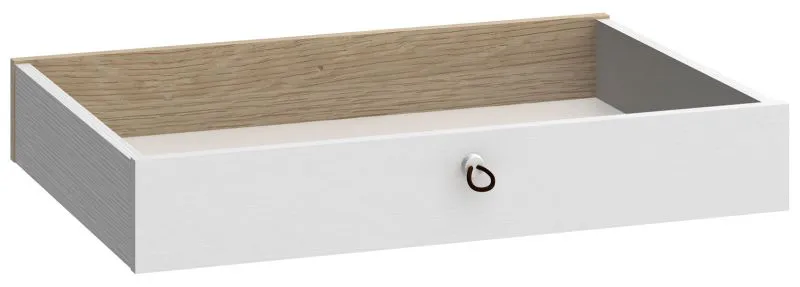 Tiroir pour la table de salle à manger Minnea, couleur : blanc / chêne - Dimensions : 8 x 51 x 36 cm (H x L x P)