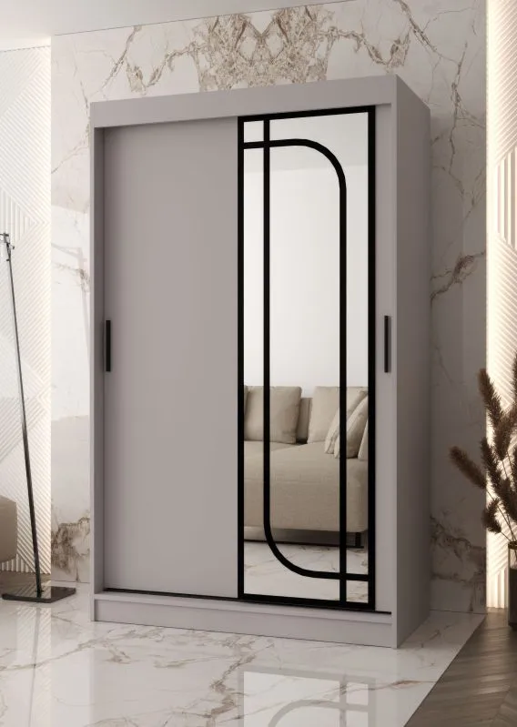 Armoire / 1 porte miroir / Cachemire / 120 x 62 x 200 cm / 2 tringles / Système de glissières fiable / 5 compartiments / Détails modernes