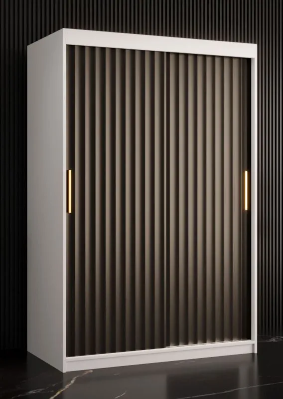 Armoire Balmenhorn 54 | Blanc mat & Noir mat | 200 x 120 x 62 cm | 5 étagères & 2 penderies