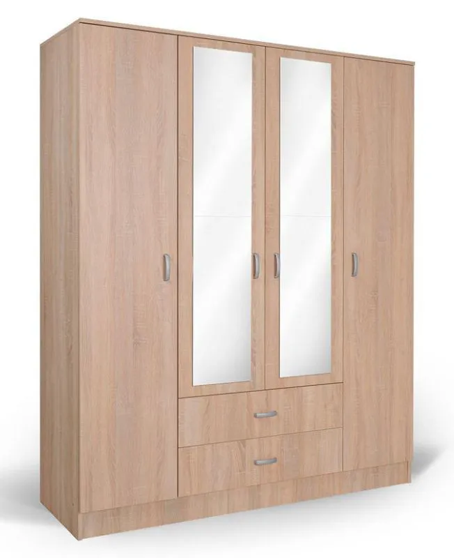 Armoire avec mirroir, Couleur: Chêne Brun - 200 x 164 x 53 cm (H x L x P) Abbildung