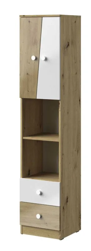 Armoire design Sirte 05 | Chêne & blanc brillant | 190 x 40 x 40 cm | Rangement moderne