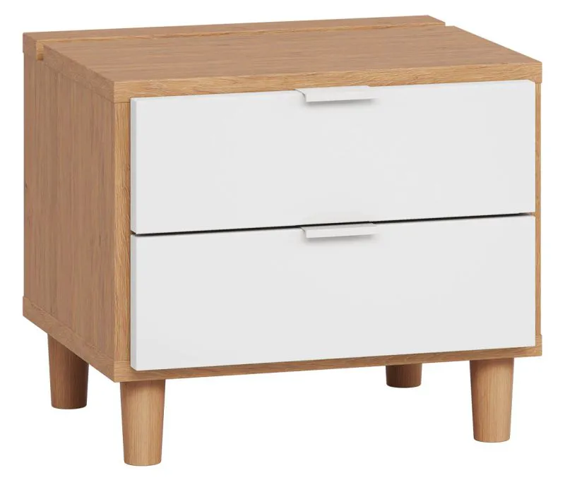 Table de chevet compacte Arbolita 20 | Chêne / Blanc | 40 x 45 x 40 cm | LED intégrée