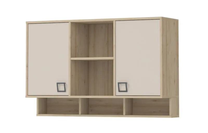 Armoire murale 24, couleur : hêtre / crème - 82 x 128 x 37 cm (h x l x p)