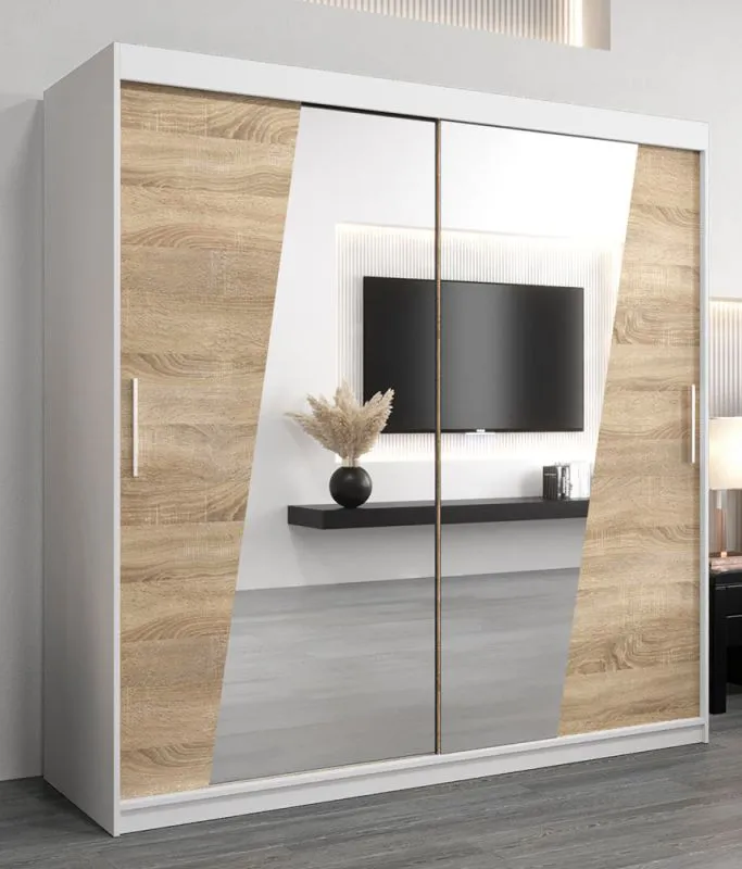 2 mètres de large Armoire avec 2 portes | Couleur: Chêne Sonoma / Blanc Abbildung