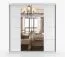 Armoire à portes coulissantes / Penderie / avec miroir / 218 x 203 x 61 cm / Blanc / Sredna 05 / 2 portes / 3 tiroirs / 7 compartiments / 2 tringles à vêtements