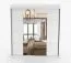 Armoire à portes coulissantes / Penderie / avec miroir / 218 x 203 x 61 cm / Blanc / Sredna 05 / 2 portes / 3 tiroirs / 7 compartiments / 2 tringles à vêtements