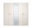 Armoire / 5 portes / Couleur : Cachemire / 1 porte miroir / Dimensions : 224,5 x 56 x 210,5 cm / 2 tringles à vêtements / 7 compartiments / Chants ABS / Poignées & Pieds : Métal
