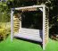 Banc suspendu / balançoire Tagetes en bois de sapin, laqué gris/blanc crème, 198 x 220 x 88 cm, bois massif, balançoire hollywoodienne, balançoire de jardin en bois