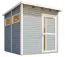 Abri de jardin Kiel 02 avec plancher, gris clair laqué - en éléments de 19 mm, surface au sol : 5,10 m², toit plat