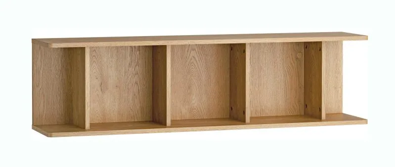 Tablette murale / Couleur : Chêne / 3 compartiments / 123 x 25 x 33 cm / Espace de rangement généreux / Rangement de livres ou de décorations / Sobre / Pour le salon