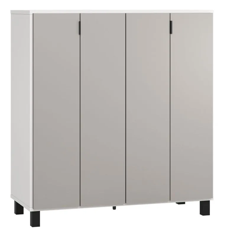 Meuble bar Pantanoso 03 blanc/gris | Design moderne | 122 x 112 x 47 cm | LED & miroir intégrés