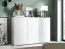 Commode moderne à trois portes Zapopan 13, six compartiments, Couleur : Blanc, Design élégant, Matériaux de qualité, dimensions : 88 x 150 x 40 cm, pour le hall d'entrée