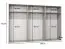 Armoire à portes battantes / 6 portes / Couleur : Noir / 3 tringles à vêtements / Poignées : Noir / 3 compartiments / Dimensions : 300 x 52 x 202 cm / Fonction Soft-Close
