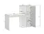 Bureau avec grand espace de rangement Ithaka 01, Couleur : Blanc / Gris, quatre compartiments, une porte, dimensions : 129 x 160 x 55 cm, espace de rangement pour PC