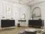 Petite commode à quatre compartiments Horsham 66, Couleur : Noir, deux portes, Fonction push-to-open, protection des bords ABS, deux tiroirs, Pieds : Or