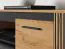 Meuble TV / Meuble bas TV avec deux trous pour les câbles Dagali 08, Couleur : Chêne / Noir, deux portes, quatre compartiments, fonction Soft-Close, protection des chants ABS