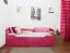 Lit pour enfants / lit junior "Easy Premium Line" K1/h/s incl. 2ème couchette et 2 panneaux de recouvrement, 90 x 200 cm hêtre massif rose