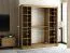 Armoire à portes coulissantes / Penderie Borgis 05B, Couleur : Chêne Artisan / Noir mat - Dimensions : 200 x 200 x 62 cm (H x L x P)