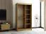 Armoire à portes coulissantes / Penderie Borgis 02C avec miroir, Couleur : Chêne Artisan / Noir mat - Dimensions : 200 x 120 x 62 cm (H x L x P)