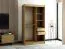 Armoire à portes coulissantes / Penderie Borgis 02C avec miroir, Couleur : Chêne Artisan / Noir mat - Dimensions : 200 x 120 x 62 cm (H x L x P)