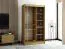 Armoire à portes coulissantes / Penderie Borgis 02C avec miroir, Couleur : Chêne Artisan / Noir mat - Dimensions : 200 x 120 x 62 cm (H x L x P)