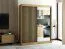 Armoire à portes coulissantes / Penderie Borgis 04C avec miroir, Couleur : Chêne Artisan / Noir mat - Dimensions : 200 x 180 x 62 cm (H x L x P)
