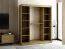 Armoire à portes coulissantes / Penderie Borgis 04C avec miroir, Couleur : Chêne Artisan / Noir mat - Dimensions : 200 x 180 x 62 cm (H x L x P)