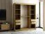 Armoire à portes coulissantes / Penderie Borgis 04C avec miroir, Couleur : Chêne Artisan / Noir mat - Dimensions : 200 x 180 x 62 cm (H x L x P)