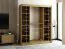 Armoire à portes coulissantes / Penderie Borgis 04C avec miroir, Couleur : Chêne Artisan / Noir mat - Dimensions : 200 x 180 x 62 cm (H x L x P)