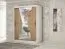 Armoire à portes coulissantes Naranco 03 avec miroir | Blanc mat & Chêne Sonoma | 200 x 150 x 62 cm