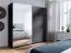 Armoire avec miroir Lamia | Graphite | 6 compartiments | 1 penderie | 2 m de large | Portes coulissantes