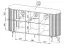 Commode Annelin 03 avec système Soft-Close, 81 x 150 x 40 cm, en cachemire, pieds et poignées en métal noir doré, 6 compartiments, éclairage LED en option