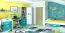 Chambre d'enfant - étagère suspendue / étagère murale Renton 14, couleur : gris platine / blanc / bleu vert - Dimensions : 15 x 92 x 12 cm (H x L x P)