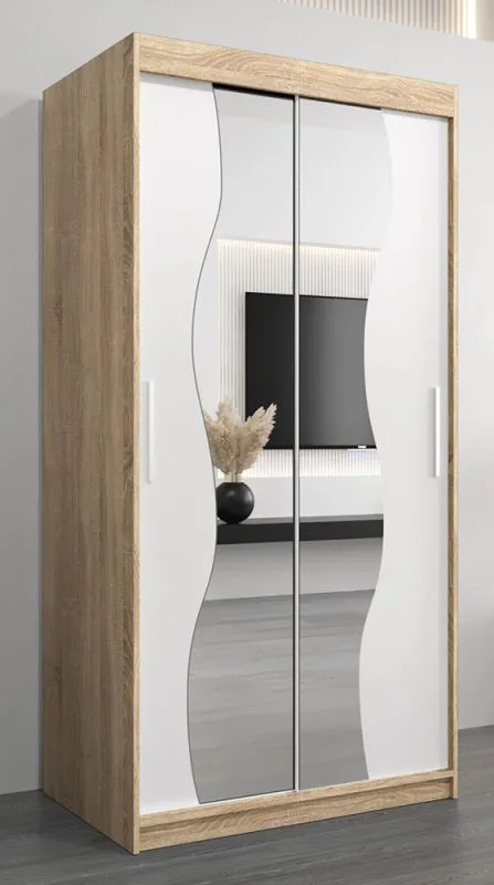 1 mètre de large Armoire avec 2 portes | Couleur : Chêne Sonoma / Blanc Abbildung