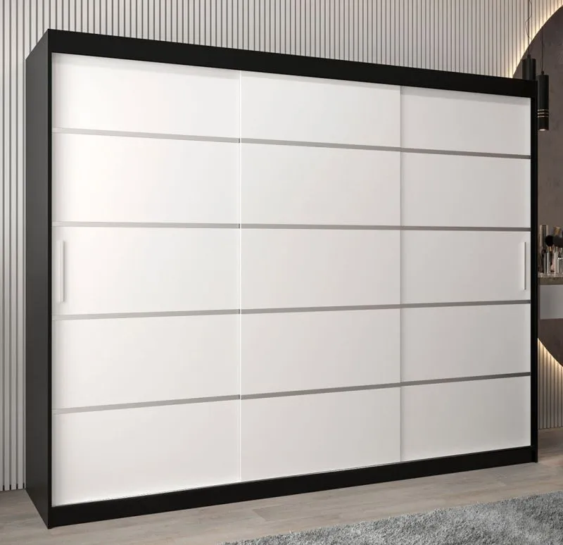 Grande 250 cm de large Armoire avec 10 casiers et 3 portes | Couleur: Noir Abbildung