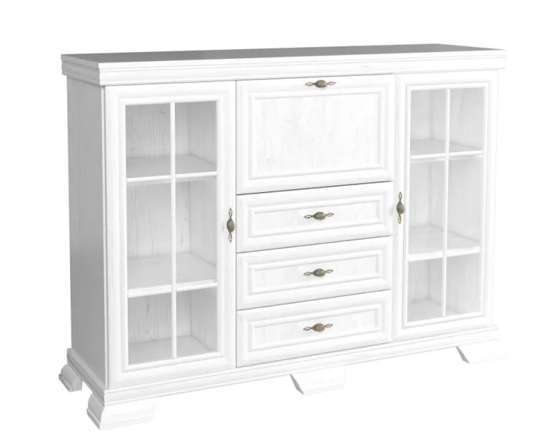 Vitrine Sentis 12, Couleur : Pin blanc - 117 x 158 x 46 cm (h x l x p)