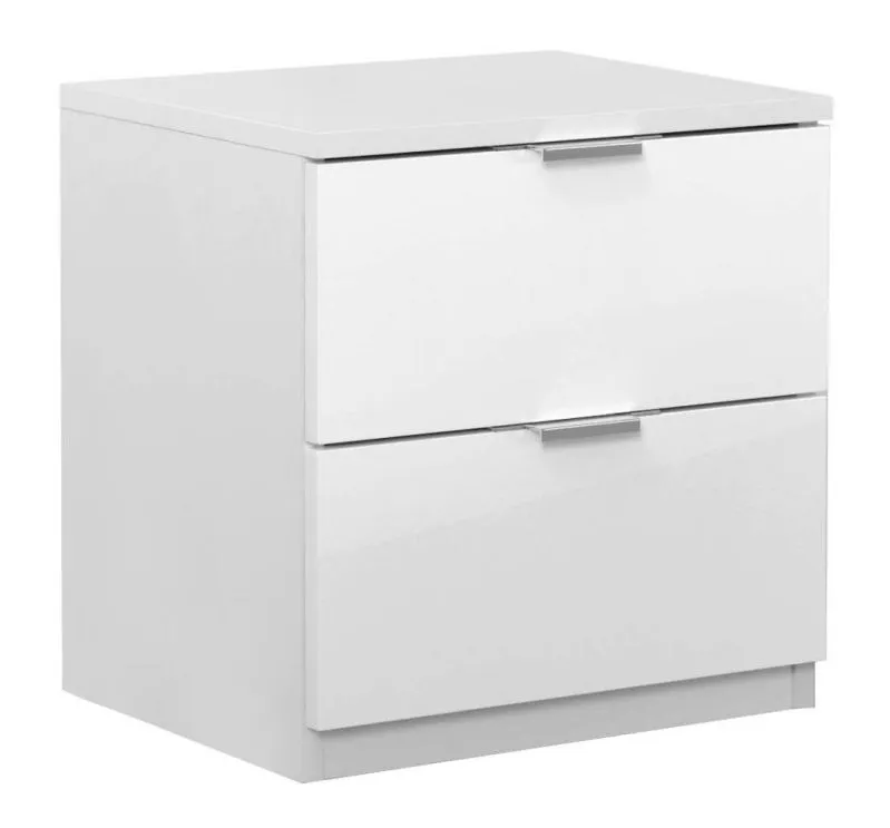 Table de chevet Sabadell 22, Couleur : Blanc / Blanc brillant - 47 x 45 x 38 cm (h x l x p)