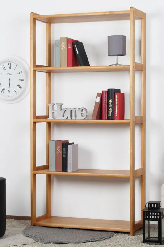 Etagère en bois de pin massif couleur aulne Junco 55A - 162 x 80 x 30 cm (h x l x p)
