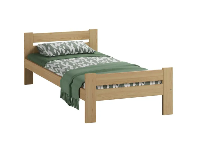 Lit simple Aixovall 01 | Pin massif naturel | Couchage 80 x 200 cm | Design épuré