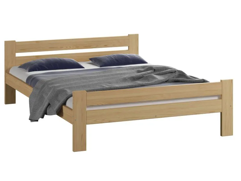 Lit junior design épuré Aixovall 16 | Pin massif | Finition laquée | 140 x 200 cm | Couleur pin