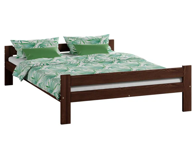 Lit junior design épuré Llorts 11 | Pin massif | Finition noyer | Surface de couchage 120 x 200 cm