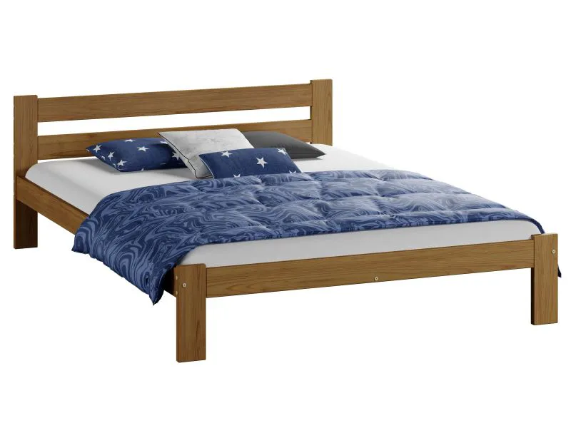 Lit junior style campagne Encamp 28 | Pin massif | Finition chêne | 160 x 200 cm
