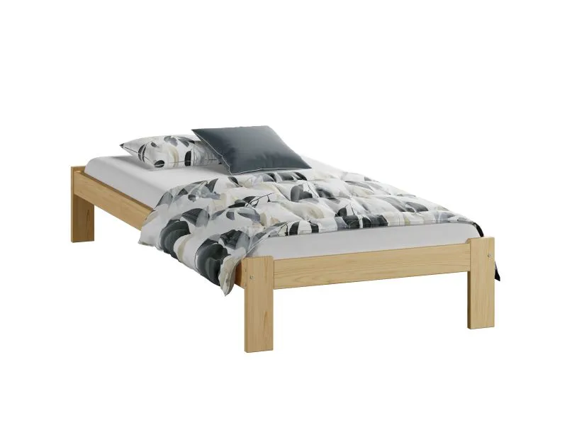 Lit d’appoint design neutre Erts 09 | Pin massif | Finition pin | 100 x 200 cm
