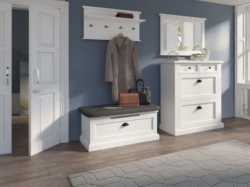 Ensemble d'entrée Veternik 4 pièces | Blanc moderne | Design fonctionnel | Easy Möbel