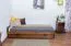 Lit simple / lit d'appoint en bois de pin massif, couleur noyer A9, avec sommier à lattes - dimension 90 x 200 cm 