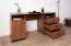 Bureau Mojokerto 06, couleur : noyer / noir - dimensions : 77 x 160 x 60 cm (h x l x p)