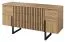 Commode Slatina 10, Couleur : Chêne / Noir, massif partiel - Dimensions : 71 x 140 x 45 cm (H x L x P)