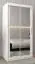 Armoire à portes coulissantes / Penderie Bisaurin 1D avec miroir, Couleur : Blanc mat - Dimensions : 200 x 100 x 62 cm ( H x L x P)